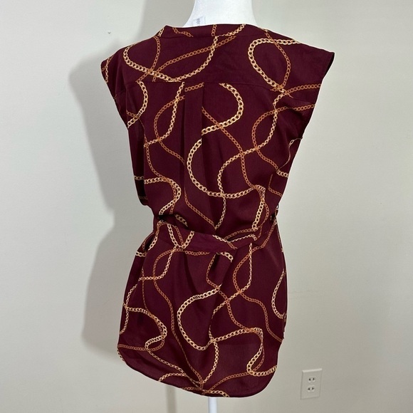 Motherhood Maternity sz sm silky tunic top in a rust color with a golden design - Picture 10 of 13